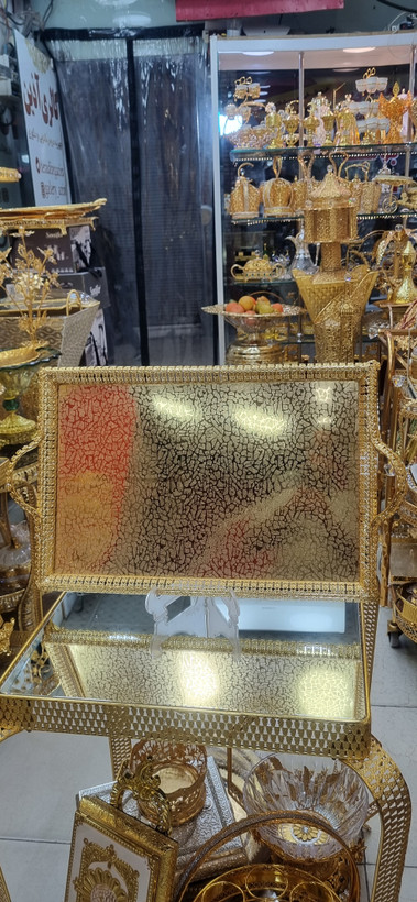 سینی مستطیل پایه دار دور نگین سایز بزرگ ۱۸ نفره